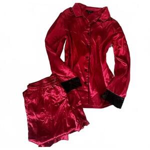 Y2K Red Satin Pajama Set